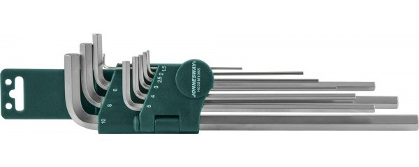 Комплект угловых шестигранников Extra Long 1,5-10 мм, S2 материал, 10 предметов